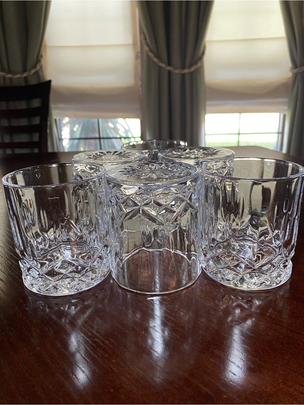 Crystal Diamond Cut Whiskey Old Fashioned Glasses - Clear (Set of 6)